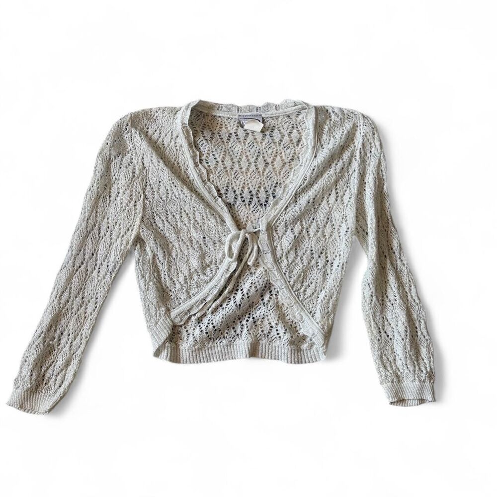 Rave grey and silver‎ tie front cardigan Size L